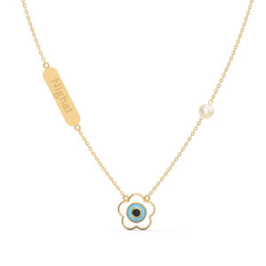 Flower Evil Eye Diamond Chain Pendant